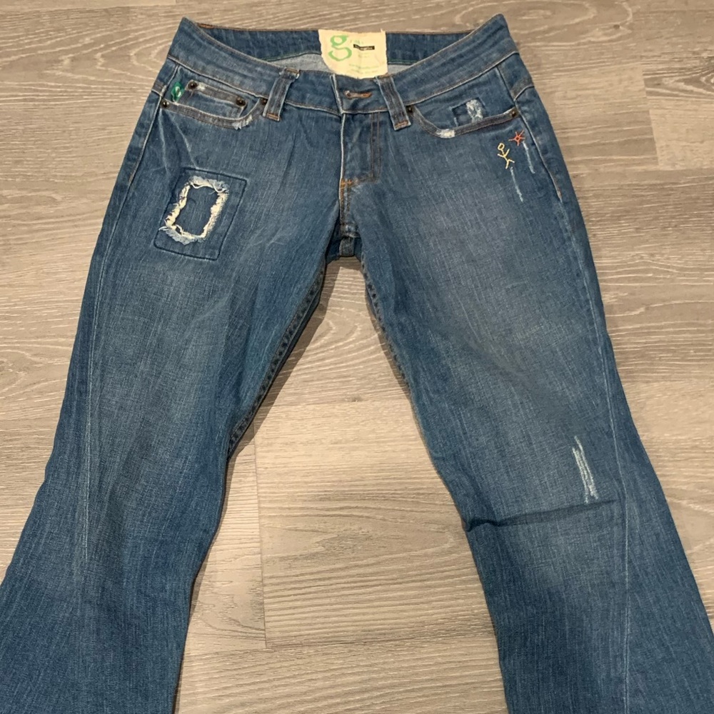 Baby blue grass jeans with cute embroidery ʚɞ